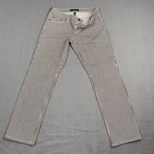 Lauren Ralph Lauren Modern Straight Jeans Womens SZ 4 Navy Striped Stretch Denim